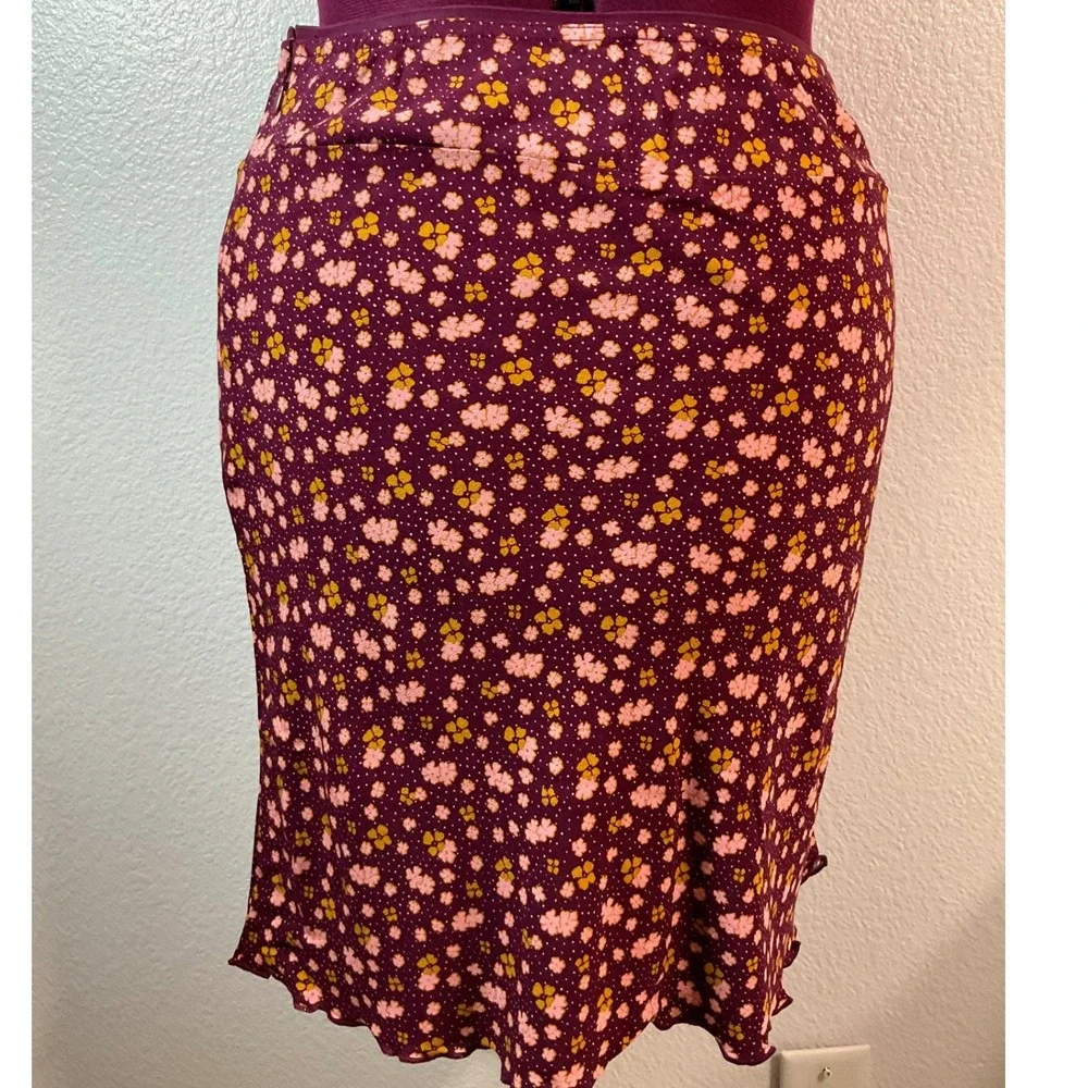 Free People Floral Mini Skirt Plum/Prune Print A-Line Skater Size 6